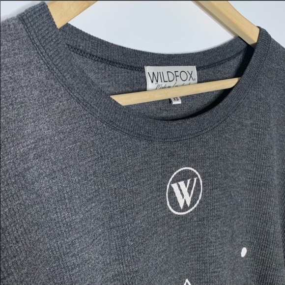 Wildfox Don't Tell Perry Thermal Gray Relaxed Tee Top XS - Picture 10 of 16